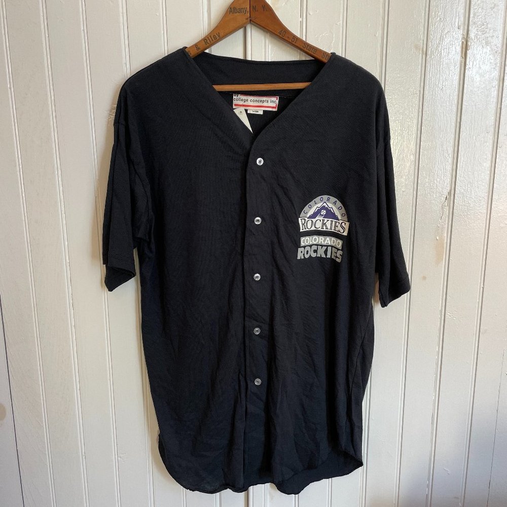 NWT Vintage 90s Colorado Rockies Baseball Jersey College Concepts Size Large